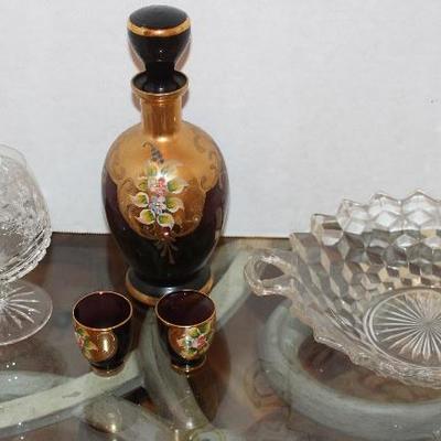Bohemian decanter and glasses