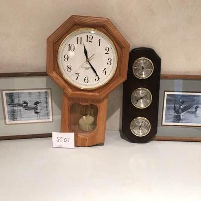 Heritage Mint Wall Clock, Barometer, and Loon Prints