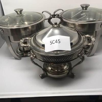 Three Chafing Dishes