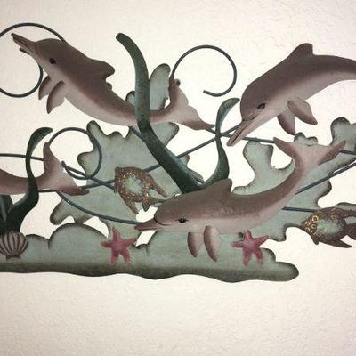 tin dolphin cut out wall hanger 