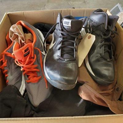 Men's Shoes and Assorted Clothing
Shoes are size 12 and 13. Box is full and measures approx 29