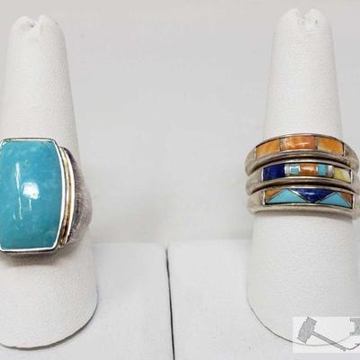 .925 Sterling Silver Rings With Turquoise, Weighs Approx 22.5g
.925 Sterling Silver Rings With Turquoise, Weighs Approx 22.5g, Sizes Include