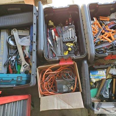 608: Large Lot of various Hand & Power tools and Plastic Totes
Four Heavy Duty plastic totes, tool brands including craftsman,...