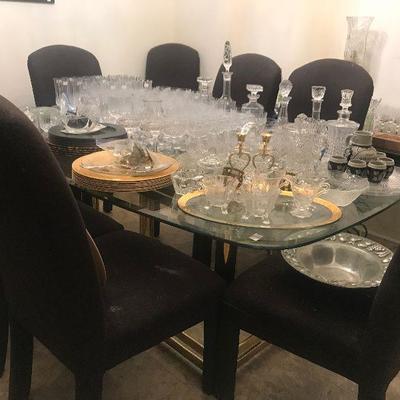 Black Lacquer Dining Table with Glass Top 