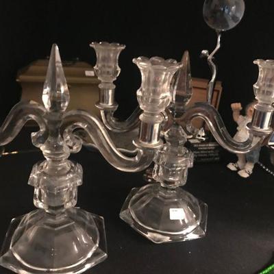 Pair of Crystal Candle Sticks 