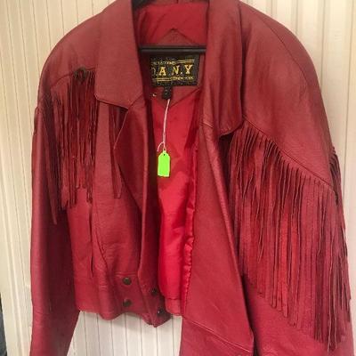 D.A. N. Y., Direct Action New York, red leather jacket  