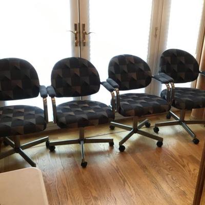 4 Dining, Swivel, Rolling, Arm Chairs