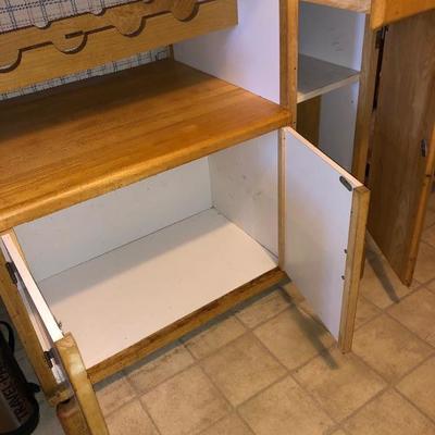 Microwave and wine cart (side cabinet stained inside from spill)
$40