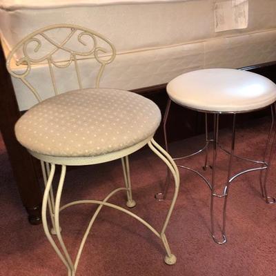 Wrought iron vanity stool $18
Chrome vanity stool $12