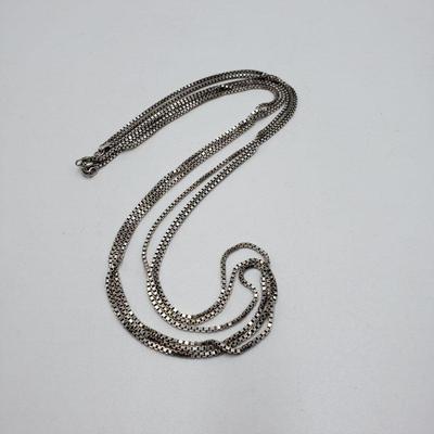Sterling Silver box train link necklace (3 strand)