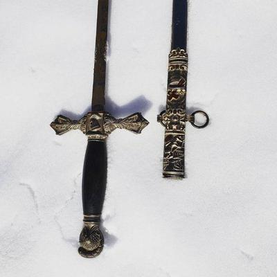 Knights of Columbus Sword and Sheath with fantastic etched art
