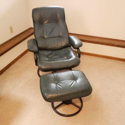 Leather Recliner & Ottoman