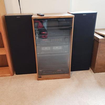 Sony Stereo System, cabinet and speaker set