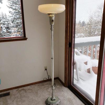 Beautiful Antique Glass and Silver Floor Lamp