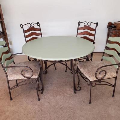 Wood and metal table and 4 chairs
