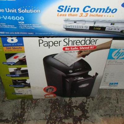 Samsung DVD/VHS, Paper Shredder, HP Printer