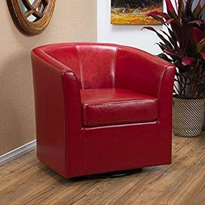 Corley Red Leather Swivel Club Chair