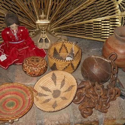 native amreican baskets  and hand woven and dyed rugs