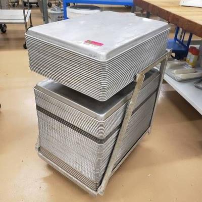 (81) Heavy Duty Sheet Pans With Cart