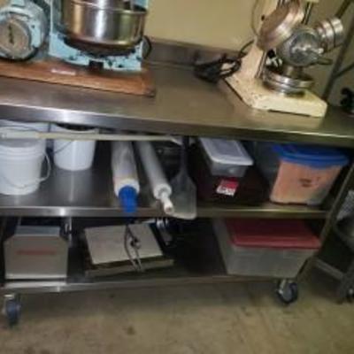 Stainless Steel Countertop on Wheels (Contents Sol ...
