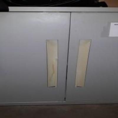 2-Door Metal Storage Cabinet w Contents