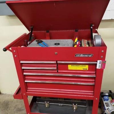 U.S. General Red Toolbox on Wheels -Contents Inclu ...