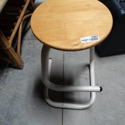 Metal base and wood top stool.