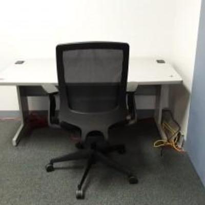 Sturdy Office Desk and Credenza with 2 Chairs