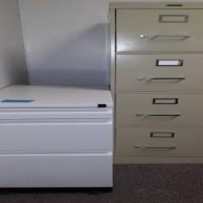 2 File Cabinets, White Dry Erase Board, and Small ...