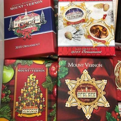Dozens of Mount Vernon & White House Christmas ornaments