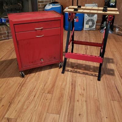 Rolling Tool Cabinet and Vice Work Bench