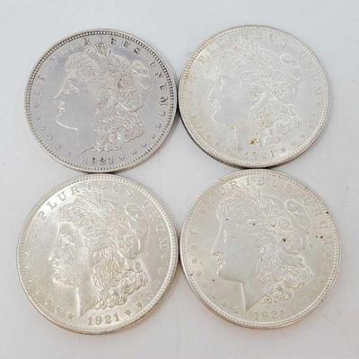 2065: 2065: Four 1921 Morgan Silver Dollars
All are Philadelphia Mint