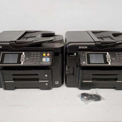 Lot # 4502: Two EPSON WorkForce WF-3640 Printers
Two EPSON WorkForce WF-3640 Printers. One has internet cable. No power cables
 