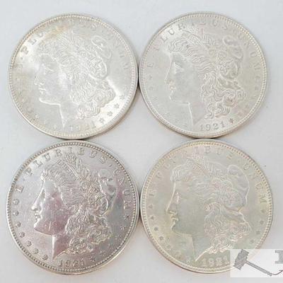 2061: Four 1921 Morgan Silver Dollars
All are Philadelphia Mint
Year: 1921