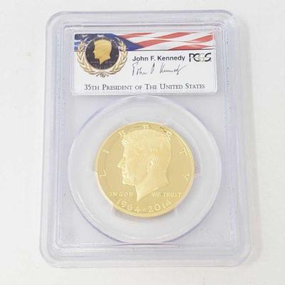 2001: 3/4 oz .999 Gold 1964-2014-W 50th Anniversary John F Kennedy Half Dollar Coin - PCGS Graded
PCGS Graded PR70DCAM In protective case