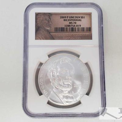 2032: .900 Silver 2009-P Lincoln $1 Bicentennial Coin - NGC Graded
NGC Graded: MS70 In protectuve Casing