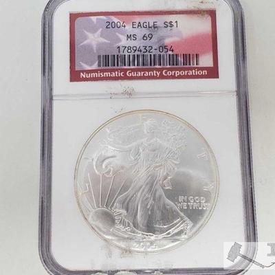 2033: .999 Fine Silver 2004 $1 Walking Liberty 1oz Coin - NGC Graded
NGC Graded MS69 In protective Casing