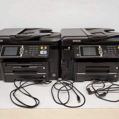 Lot # 4501: Two EPSON WorkForce WF-3640 Printers
Two EPSON WorkForce WF-3640 Printers. Lot has two power cords and HDMI cord included
 	 