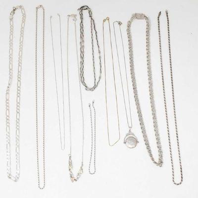 1280: 10 Sterling Silver Necklaces, 121.8g
Weighs approx 121.8g Measures approx 9