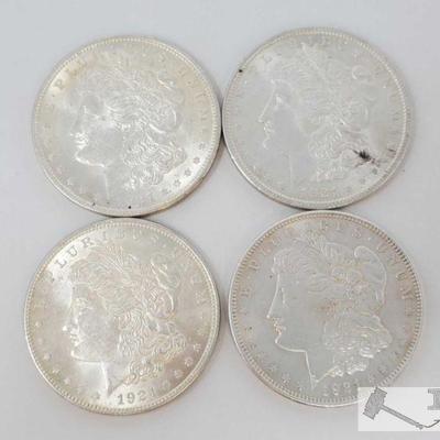 2062: Four 1921 Morgan Silver Dollars
All are Philadelphia Mint
Year: 1921