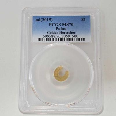 2004: 1/2g .999 Gold Palau $1 Horseshoe - PCGS Graded
PCGS Graded MS70 In Protective Case