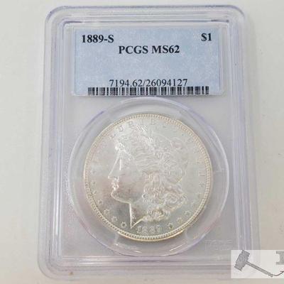 2060: 1889-S Morgan Silver Dollar - PCGS Graded
PCGS Graded MS62 San Francisco Mint
Year: 1889
Professional Grade: MS62