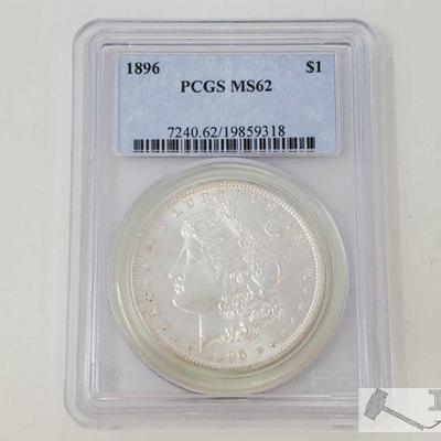 2054: 1896 Morgan Silver Dollar - PCGS Graded
PCGS Graded MS62 Philadelphia Mint
Year: 1896
Professional Grade: MS62