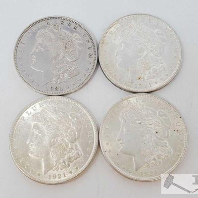 Four 1921 Morgan Silver Dollars
All are Philadelphia Mint
Year: 1921