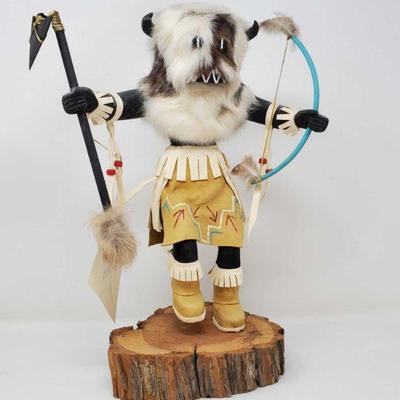 1075: Wooden Native American Buffalo Kachina Doll
Measures approx 15