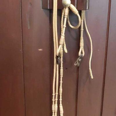 1017: Authentic Headstall with Conchos and Rawhide Ranch Reins
Authentic Headstall with Conchos and Rawhide Ranch Reins. Headstall total...