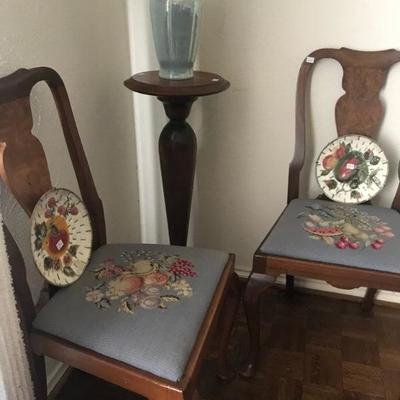 Antique Needle Point, Side Chairs 