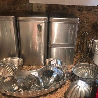 Vintage Stainless Steel Canister Set  