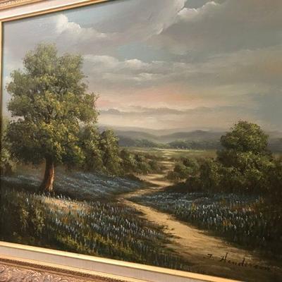 Bluebonnet Oil Painting by J Henderson 