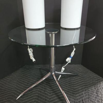 Sleek Glass Table & 2 Lamps
